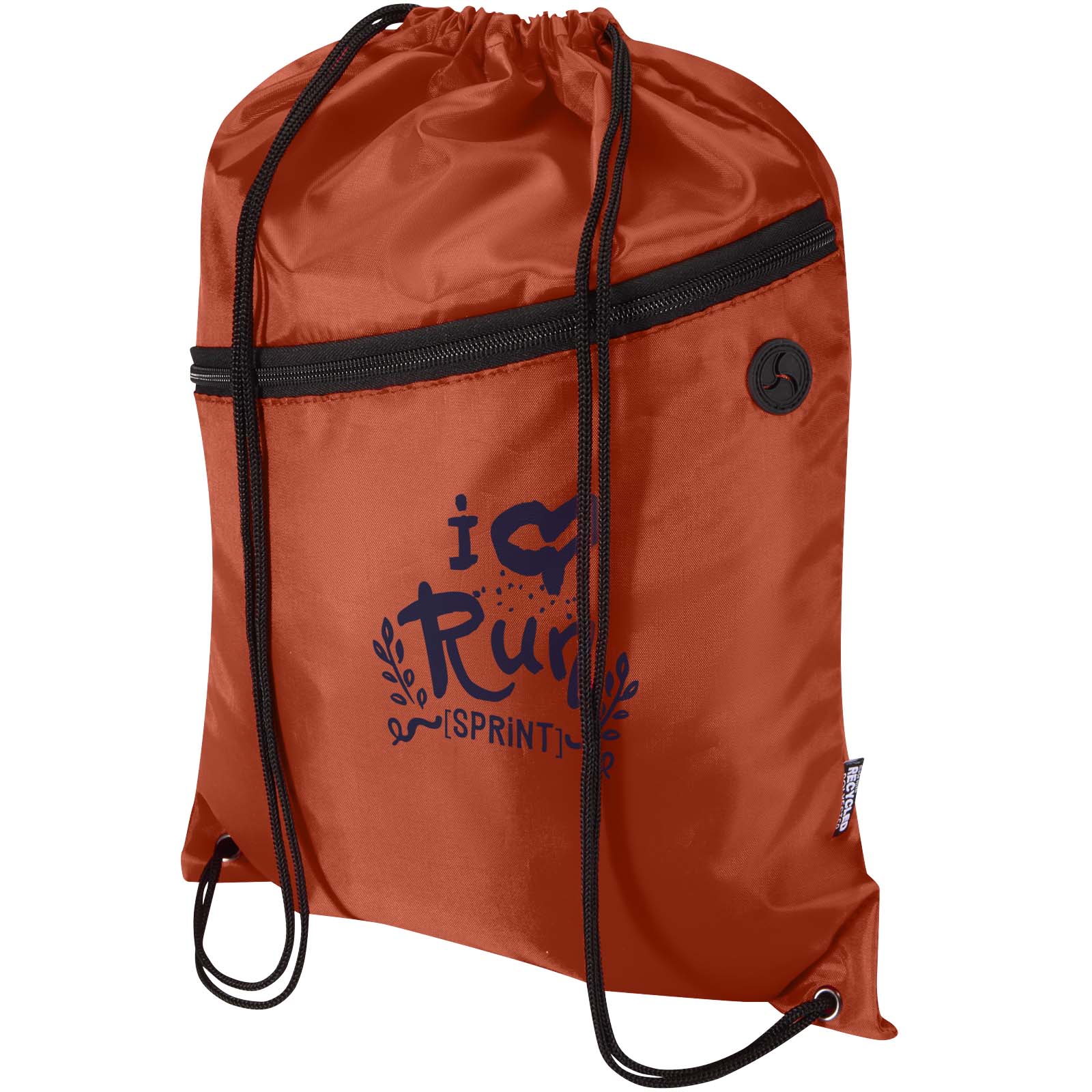 Sac à cordon Oriole en RPET avec poche avant zippée, 5 L
