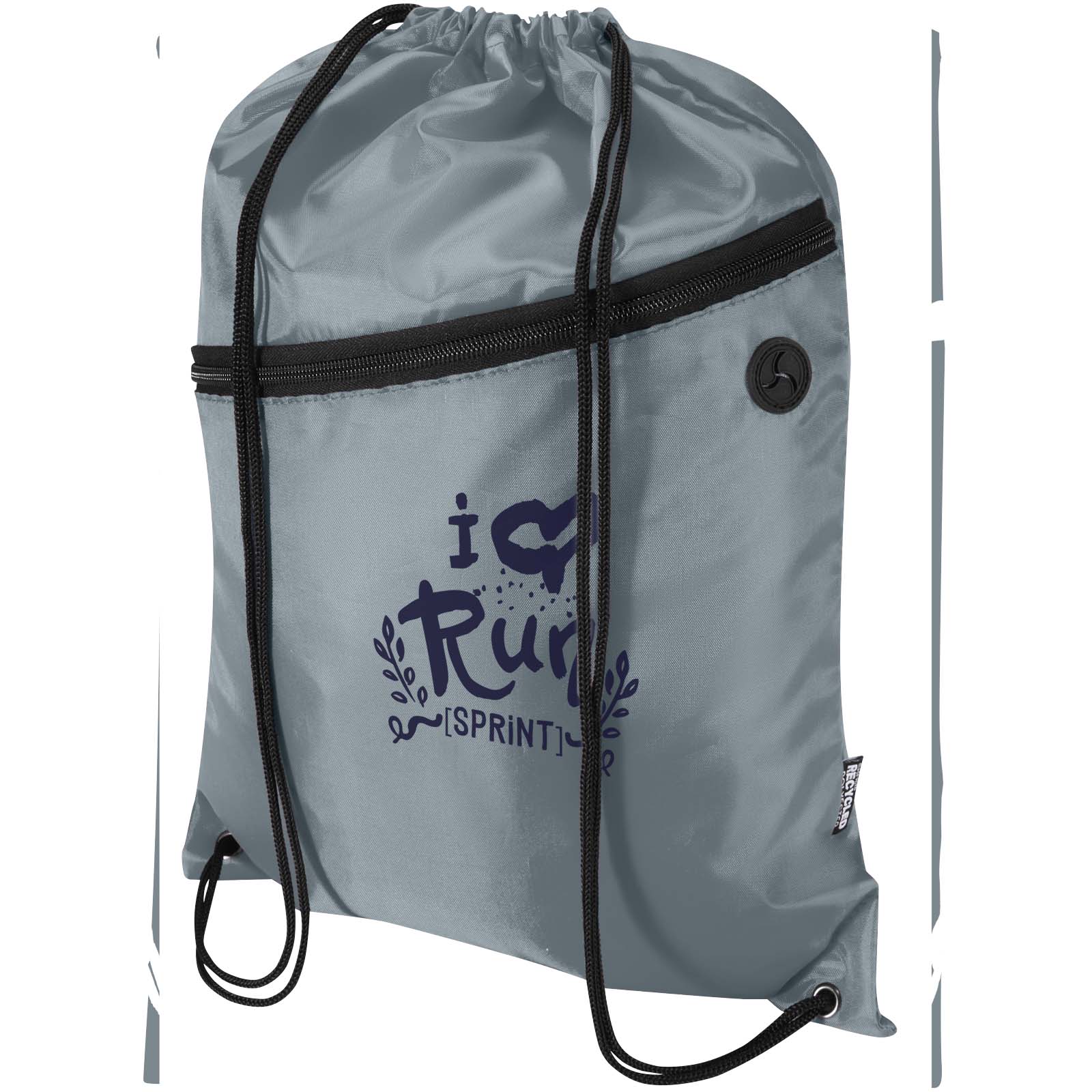 Sac à cordon Oriole en RPET avec poche avant zippée, 5 L