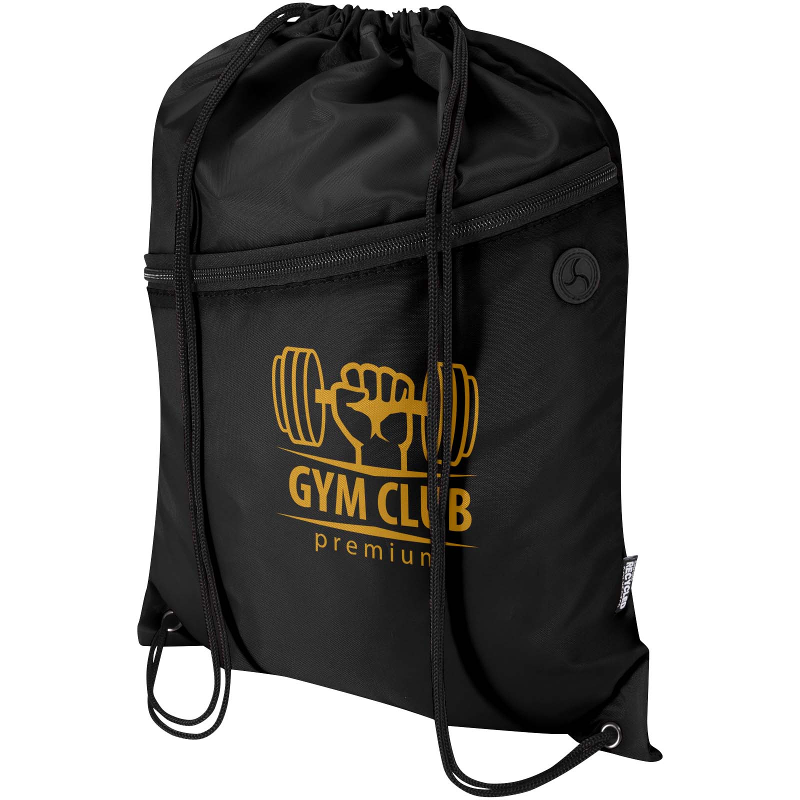 Sac à cordon Oriole en RPET avec poche avant zippée, 5 L