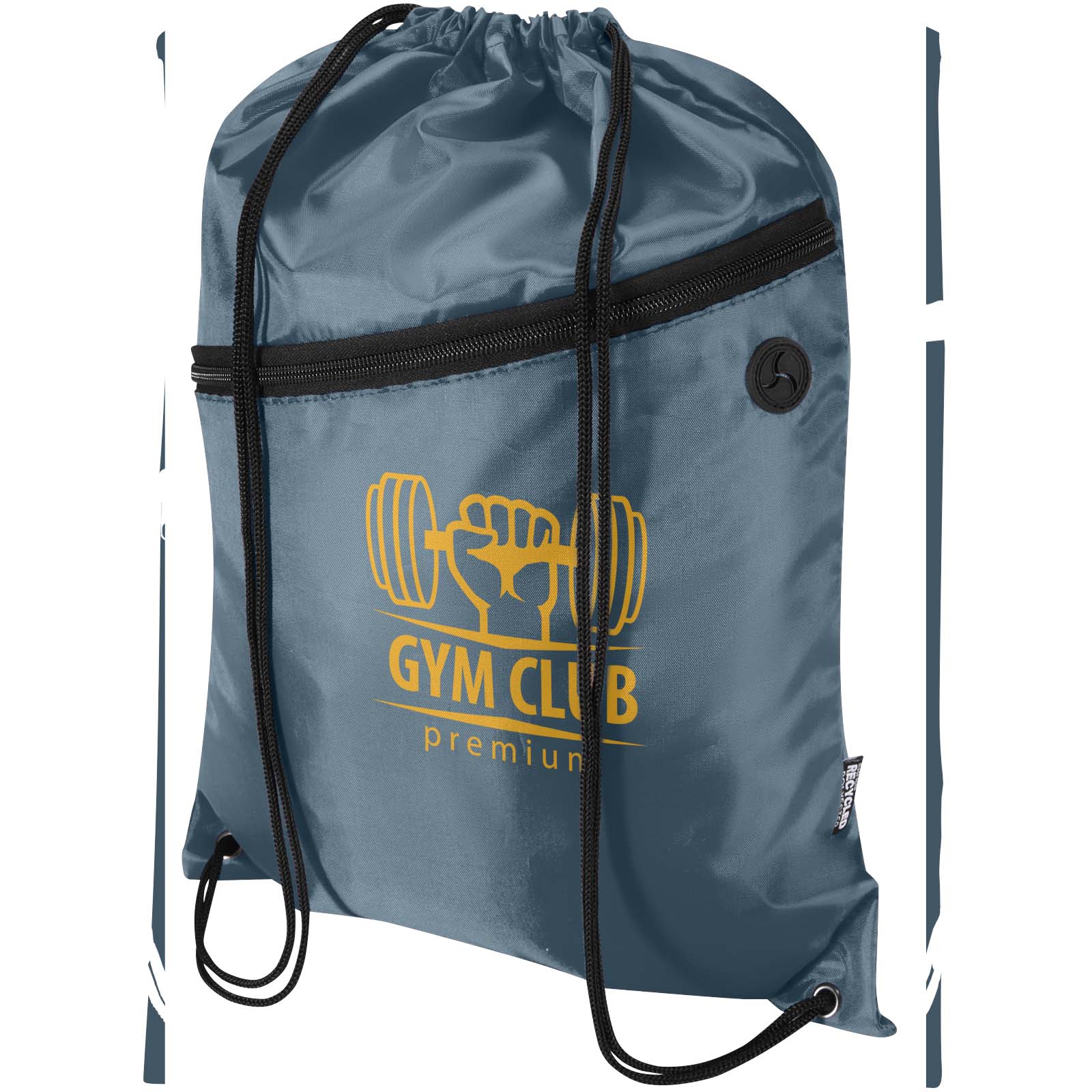 Sac à cordon Oriole en RPET avec poche avant zippée, 5 L