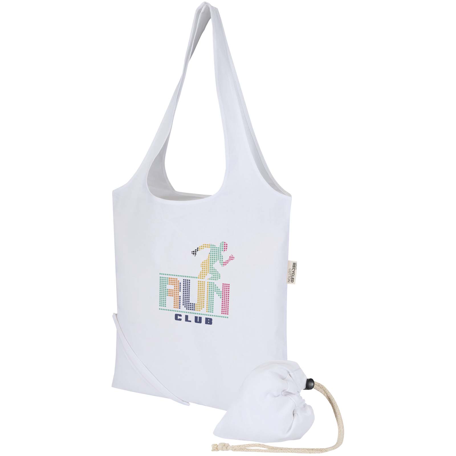 Sac fourre-tout pliable en coton recyclé GRS « Madras Blend » 140 g/m², 7 L