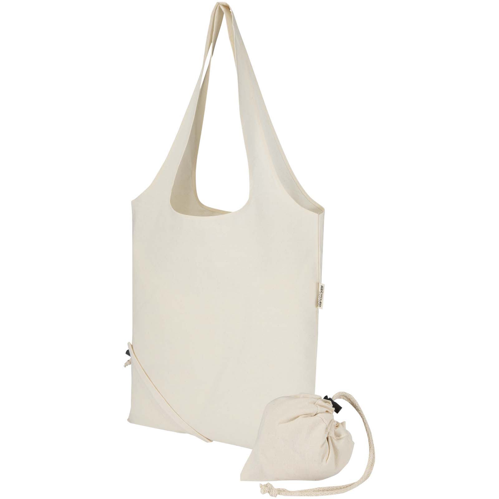 Sac fourre-tout pliable en coton recyclé GRS « Madras Blend » 140 g/m², 7 L