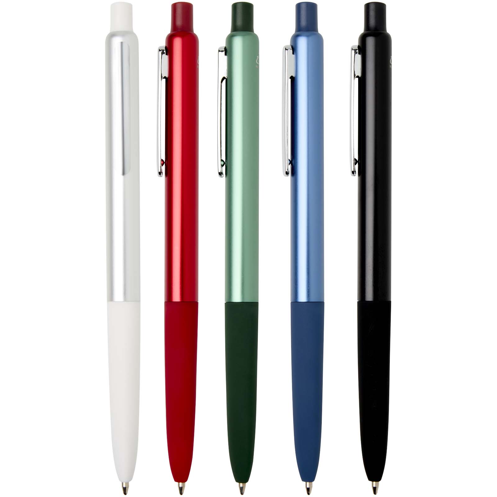Stylo à bille Soffit en aluminium recyclé, à mécanisme à clic et anodisé (encre bleue)