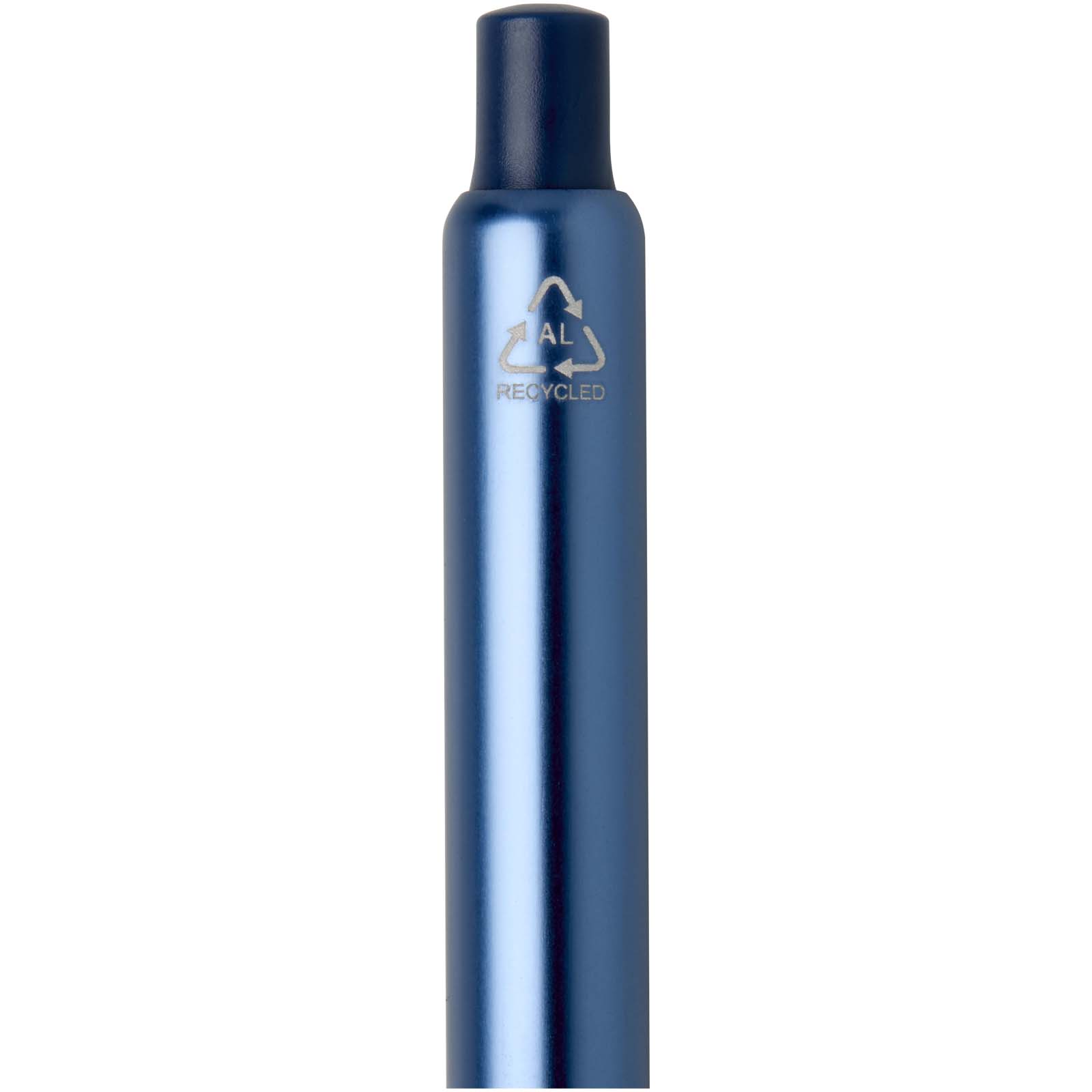 Stylo à bille Soffit en aluminium recyclé, à mécanisme à clic et anodisé (encre bleue)