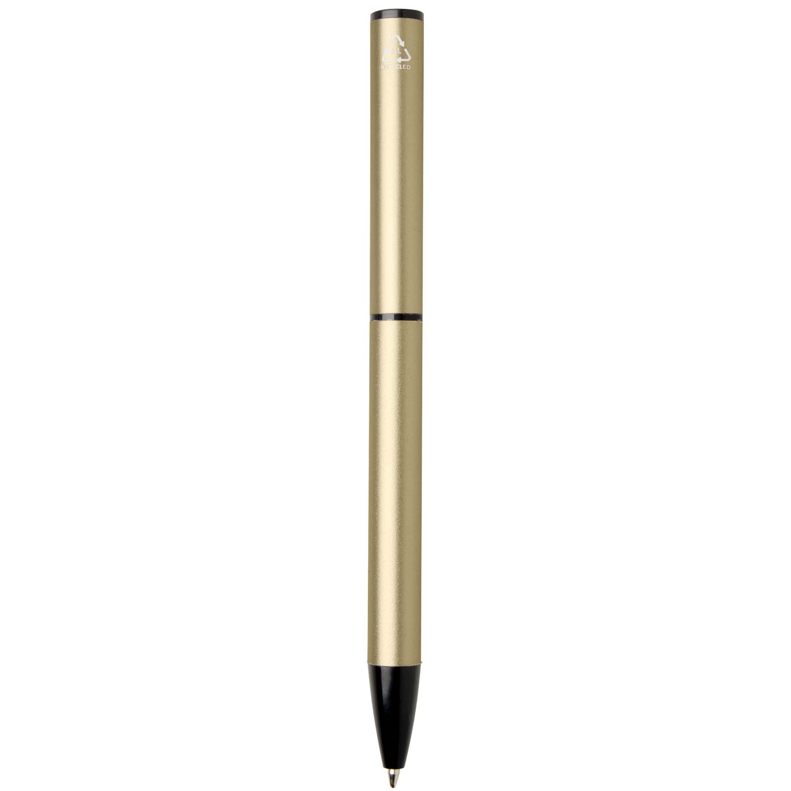 Stylo à bille à ressort en aluminium recyclé Verton avec capuchon (encre bleue)