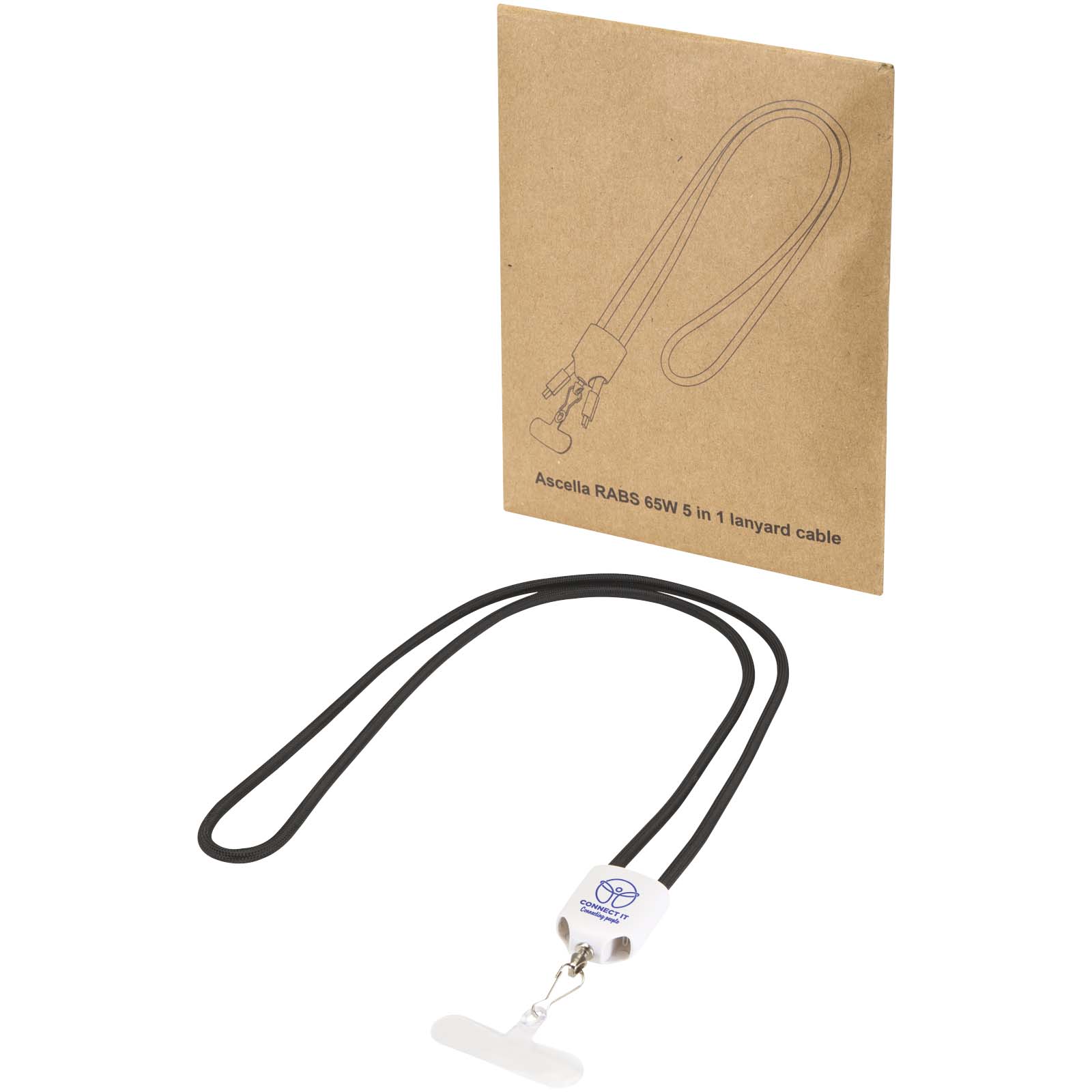 Câble de recharge Ion 65 W 5-en-1 avec lanière en plastique recyclé