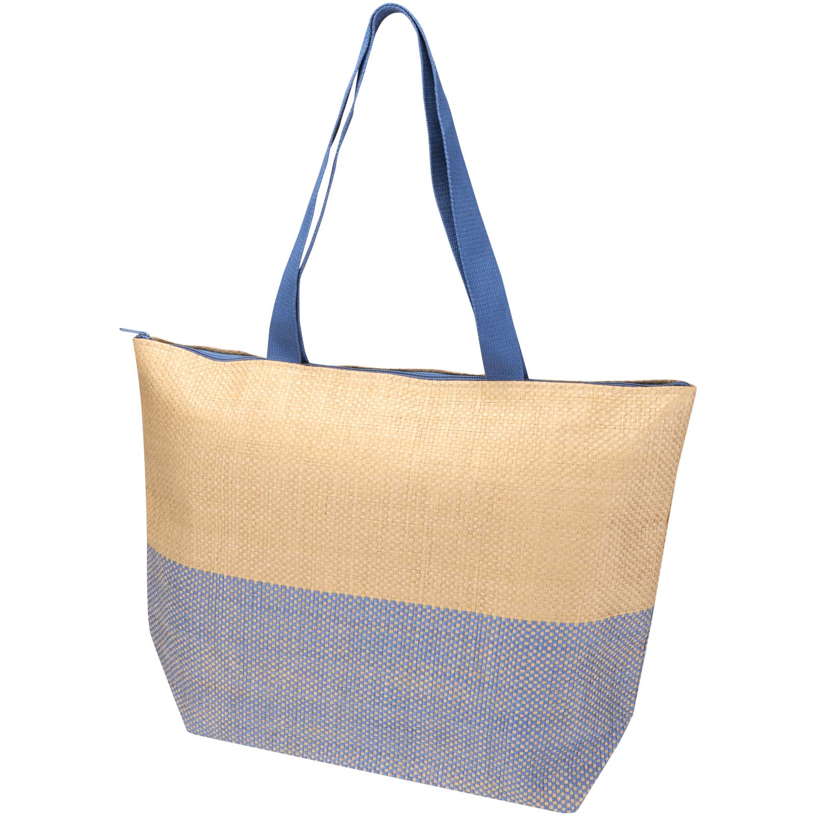 Grand sac fourre-tout en papier paille Rhythm avec fermeture à glissière, 21 L