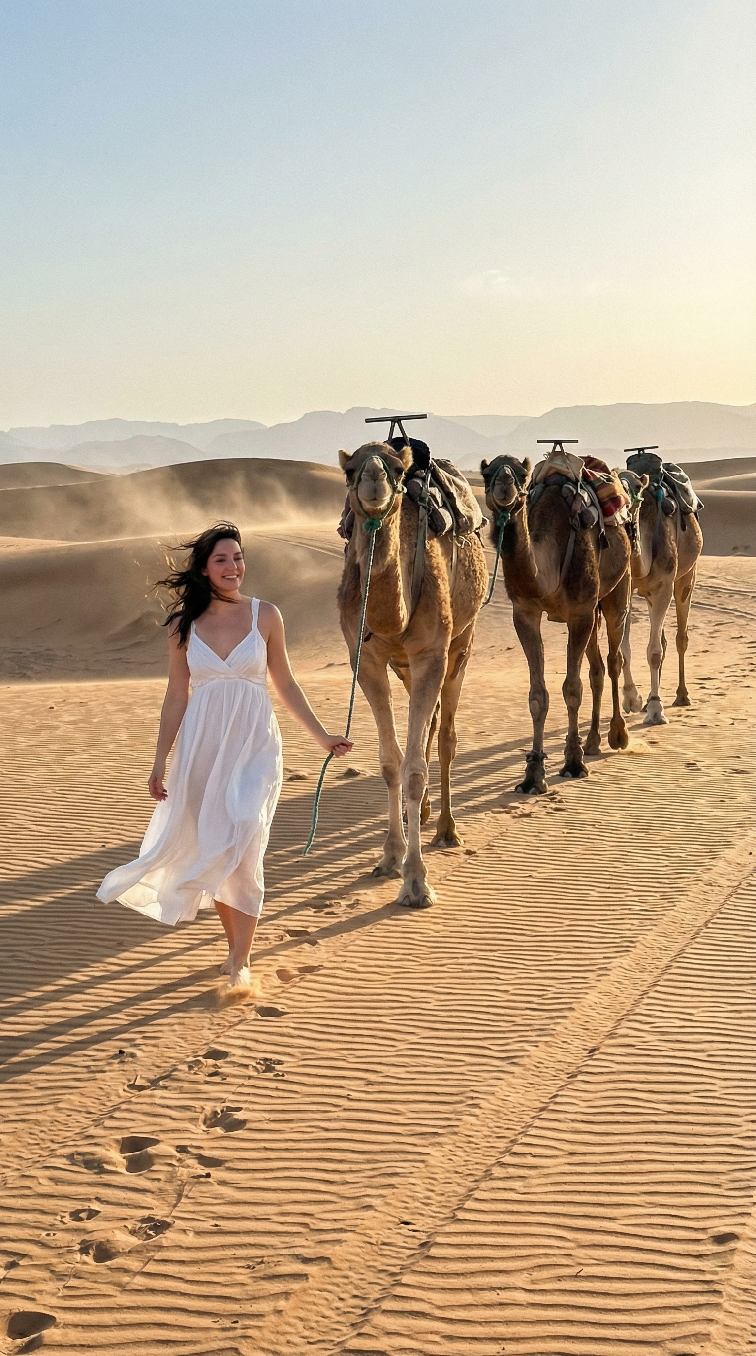 Authentic Desert Wanderer Portrait AI image template preview