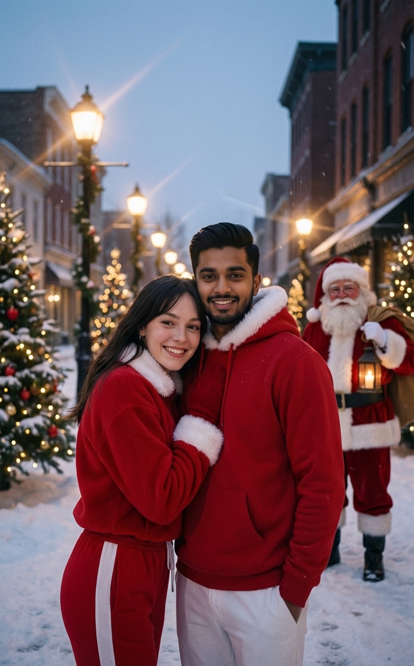 Festive Couple Holiday Magic Template AI image template preview