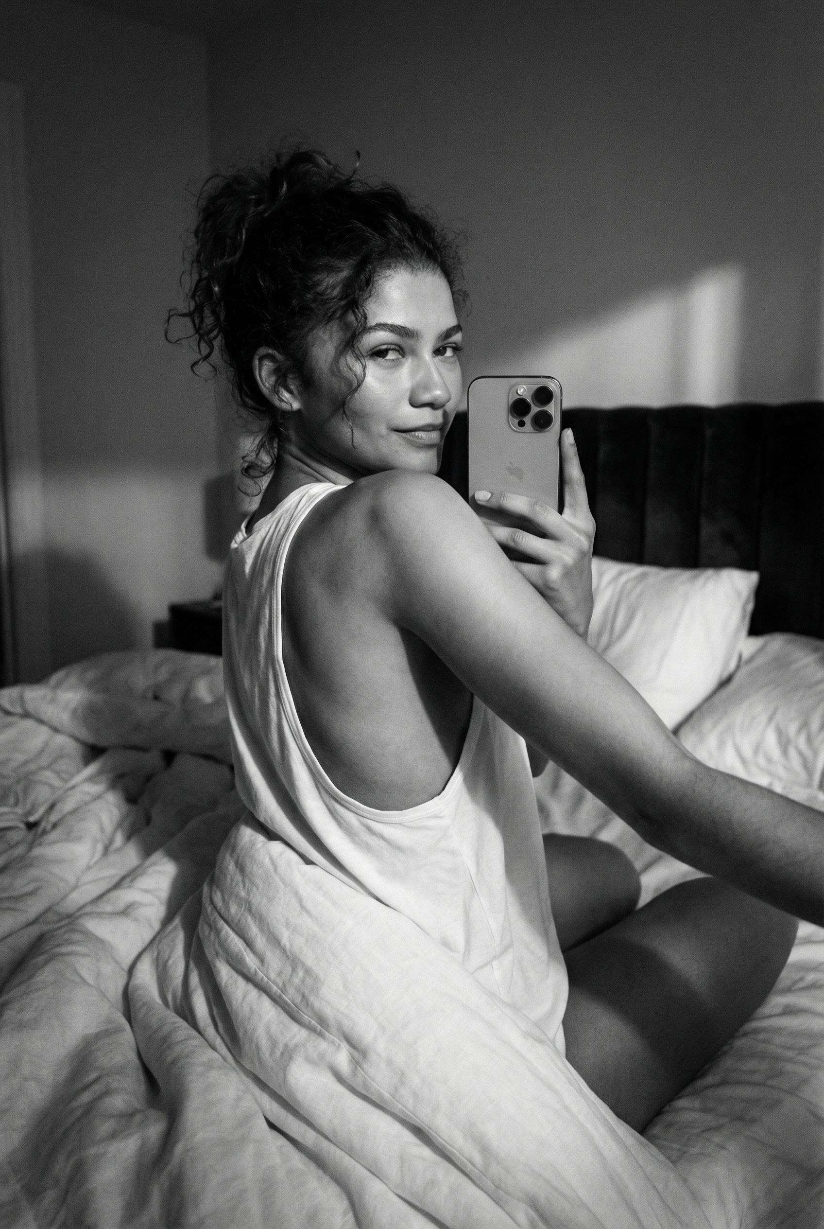 Monochrome Bedroom Candid AI image template preview