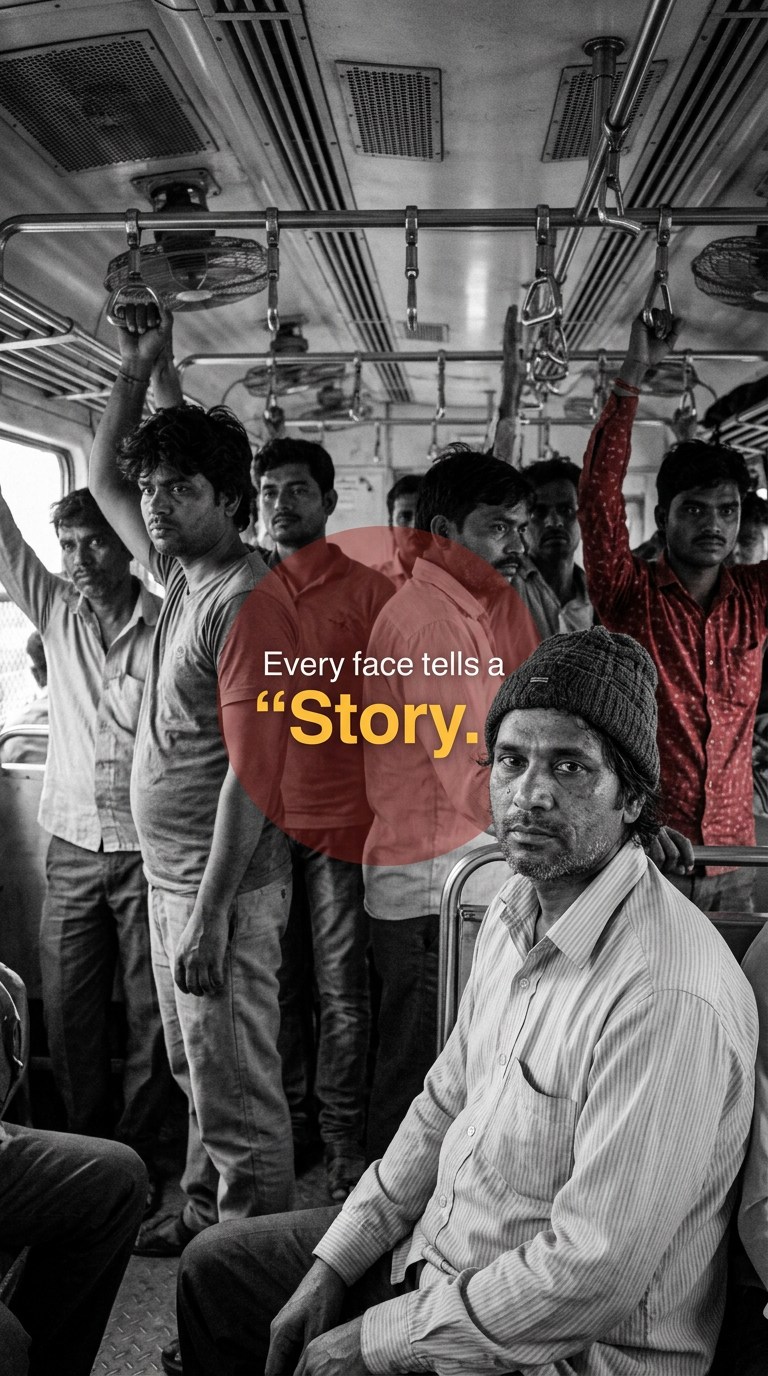 Urban Commuter Portrait Documentary AI image template preview
