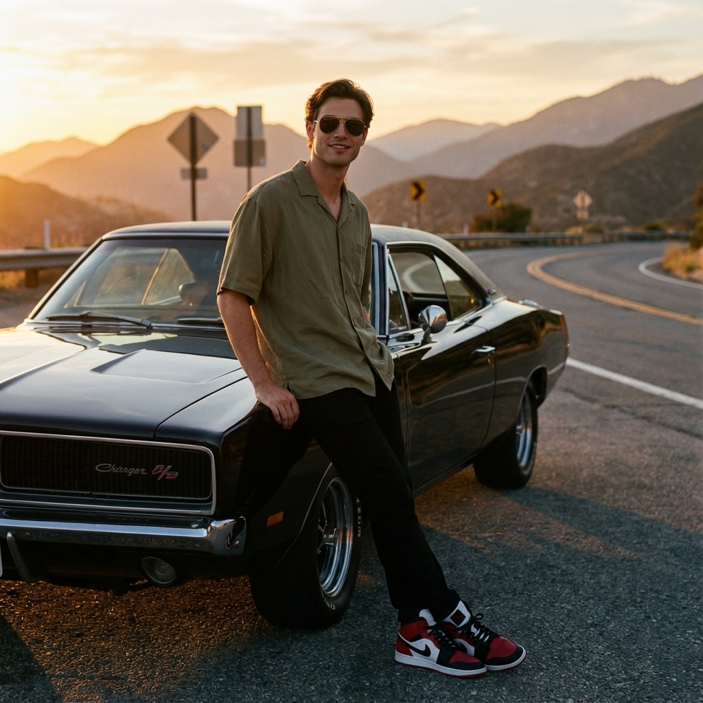 Golden  Hour Cinematic Portrait (Male) AI image template preview