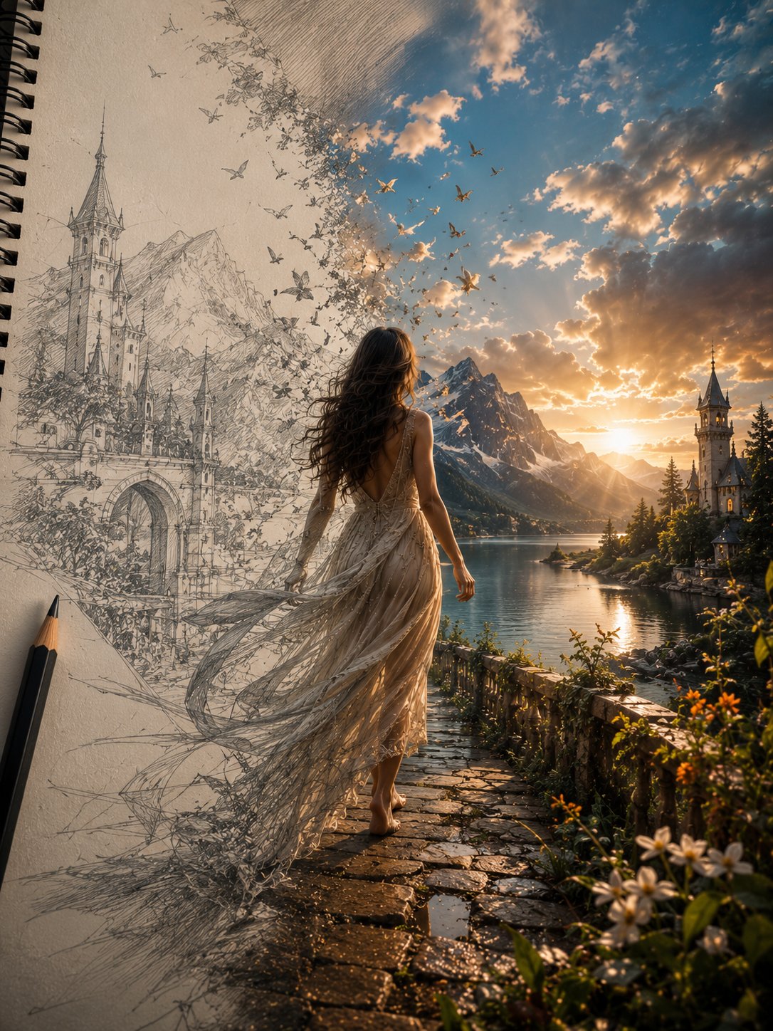 Unfinished Sketch Comes Alive Portrait AI template preview