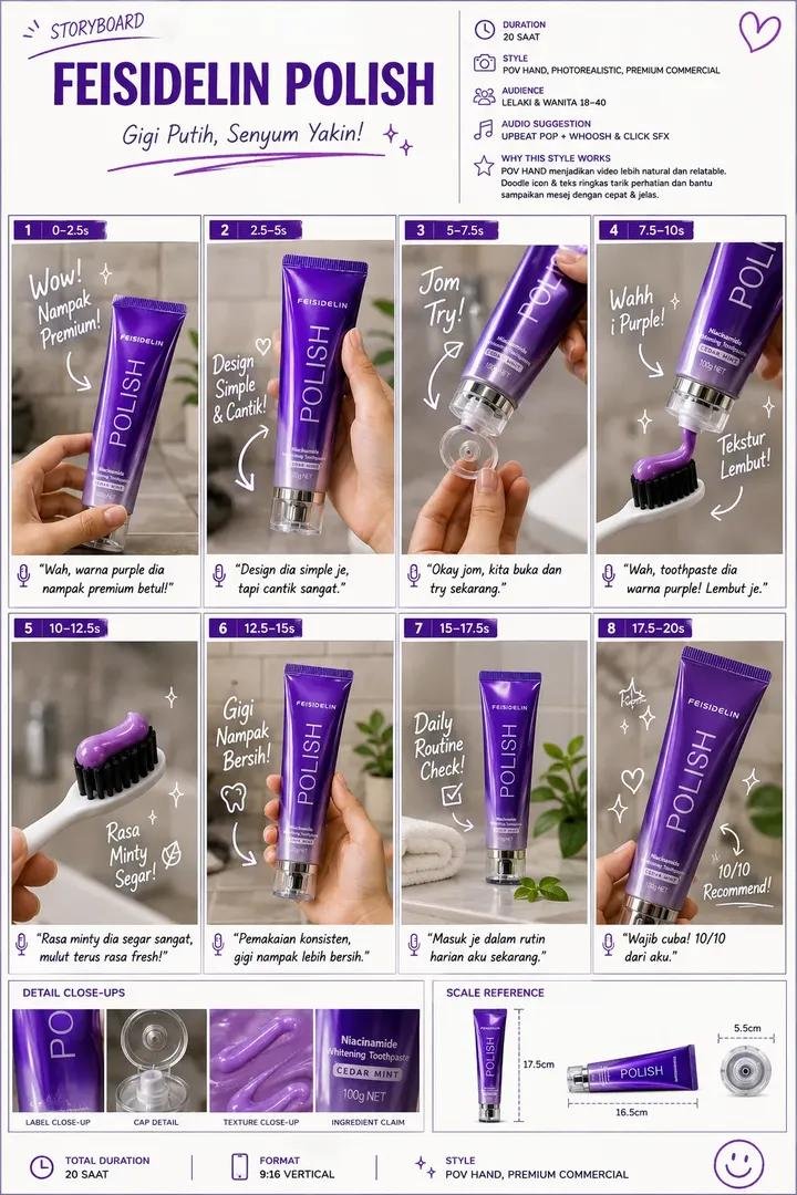 Luxury Toothpaste Commercial Storyboard AI template preview