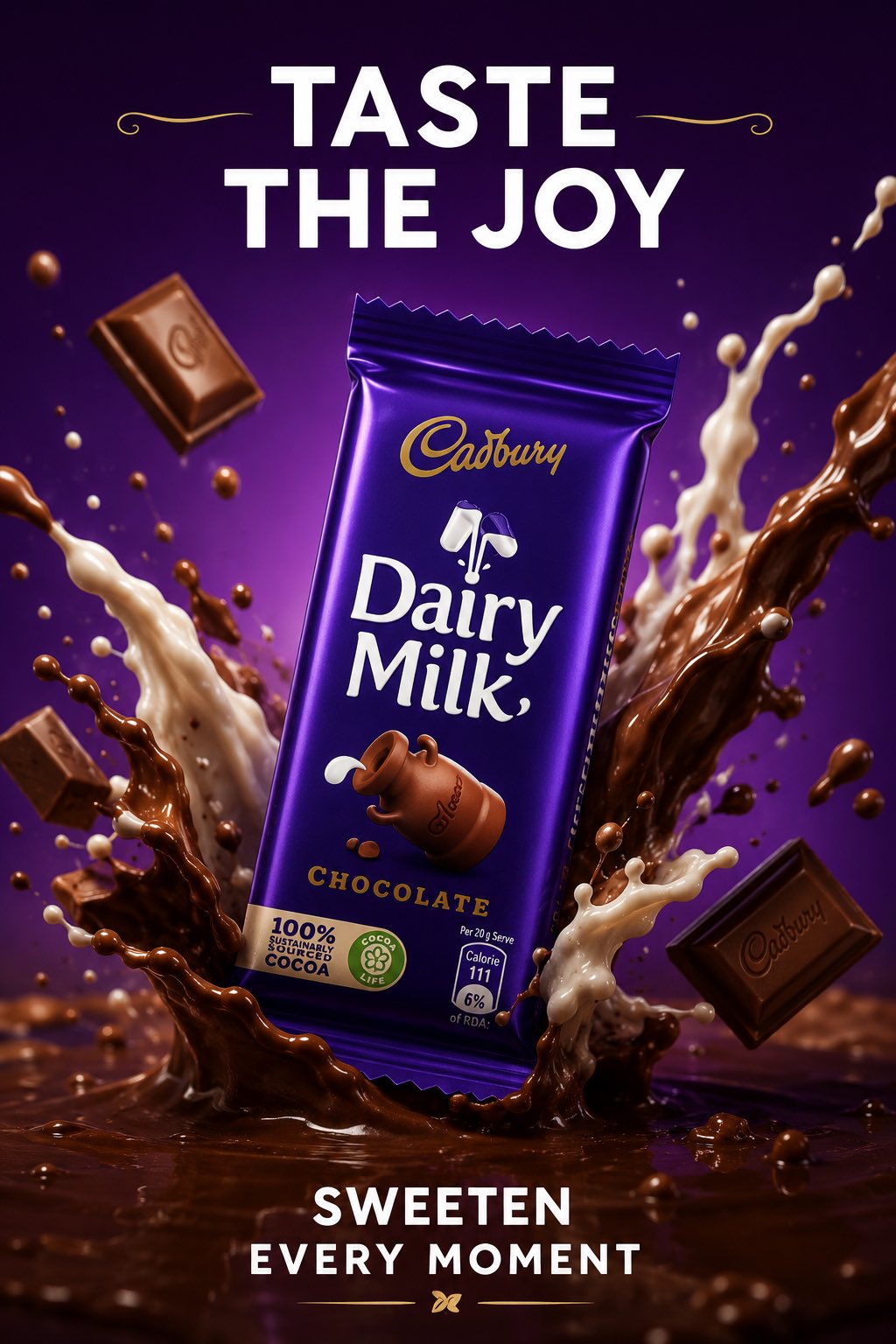 Cadbury Dairy Milk Floating Chocolate Hero AI template preview