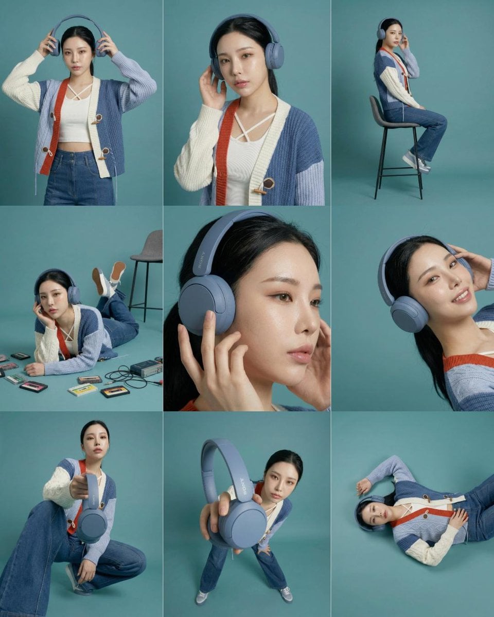 Headphones Lifestyle Nine Panel Grid AI template preview