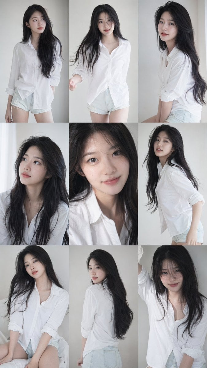 Korean Idol 3x3 Photobook Grid Portrait Series AI template preview