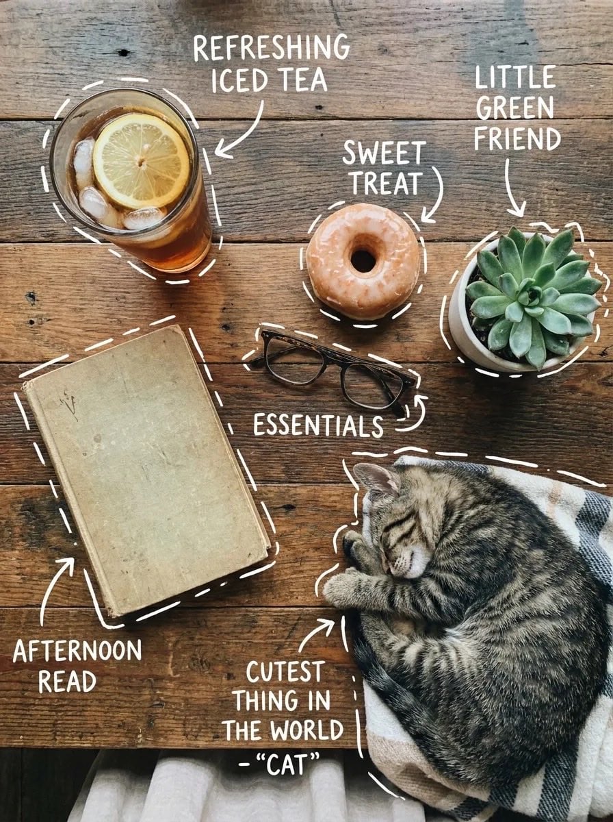 Cozy Food Flat Lay Doodle Labels AI template preview