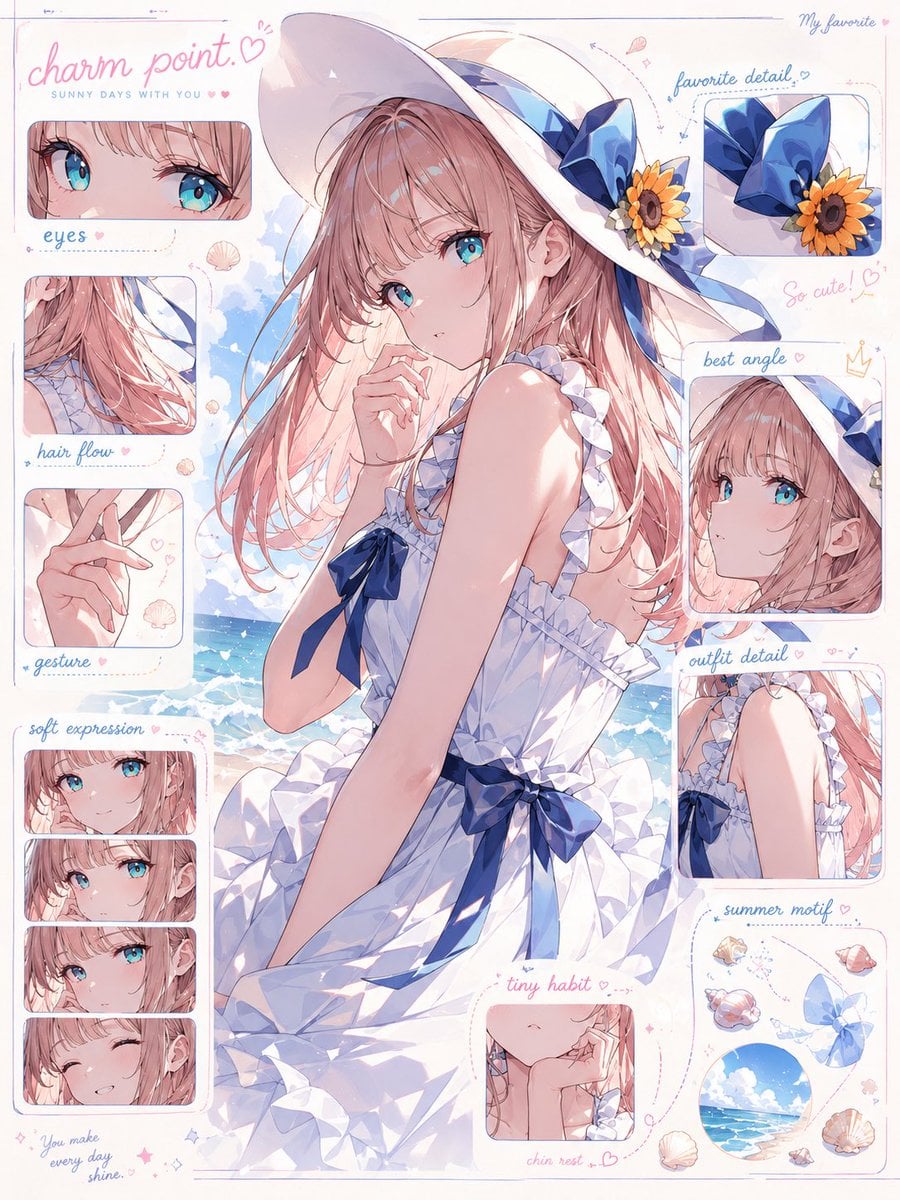 Anime Character Charm Analysis Sheet AI image template preview