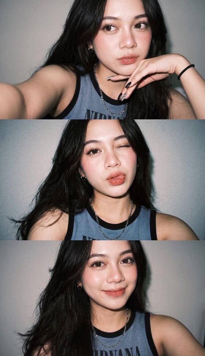 Gen Z Flash Selfie Triple Collage AI template preview