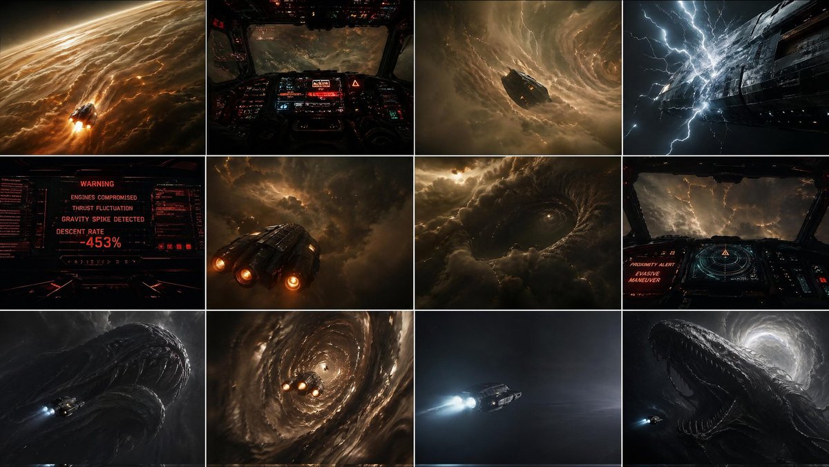 gpt2-comic-storyboard-gas-giant-descent-storyboard AI image template preview