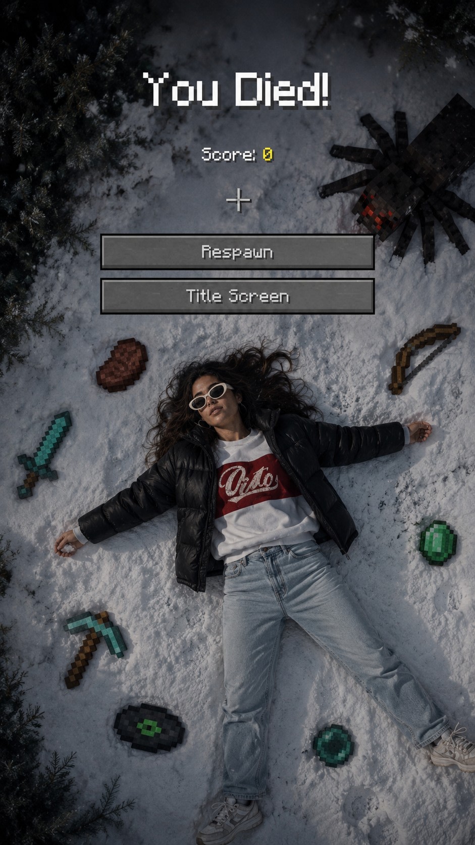 Minecraft You Died Winter Death Screen AI template preview
