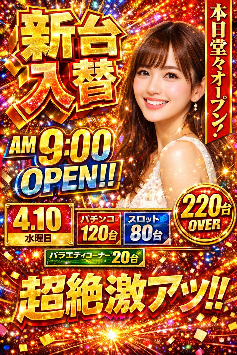 Flashy Pachinko Parlor Promo Poster AI image template preview