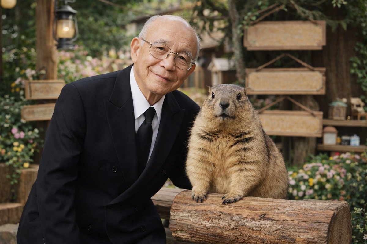 Elderly Man and Marmot Portrait AI image template preview