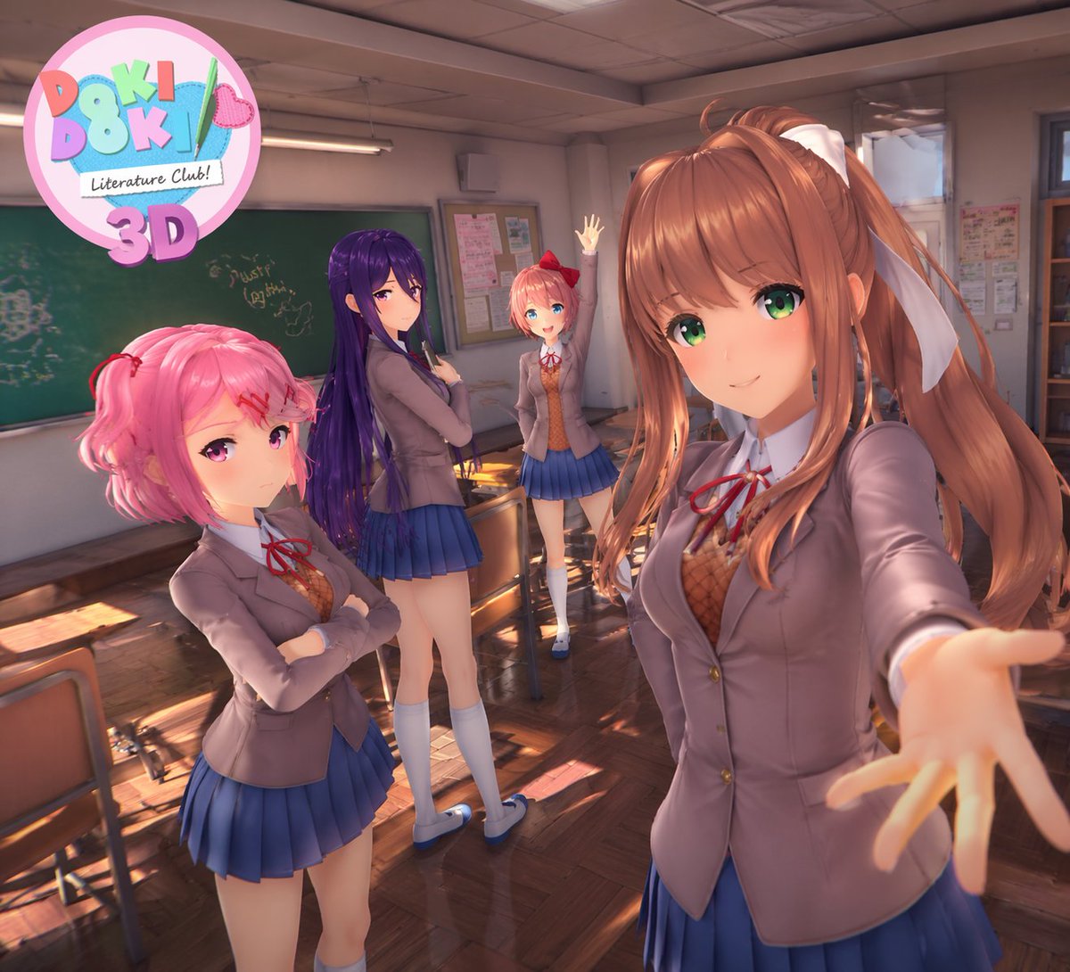 3D Anime Visual Novel Game Cover AI image template preview