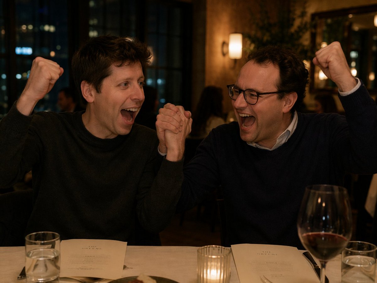 Two Men Celebrating at a Restaurant AI image template preview