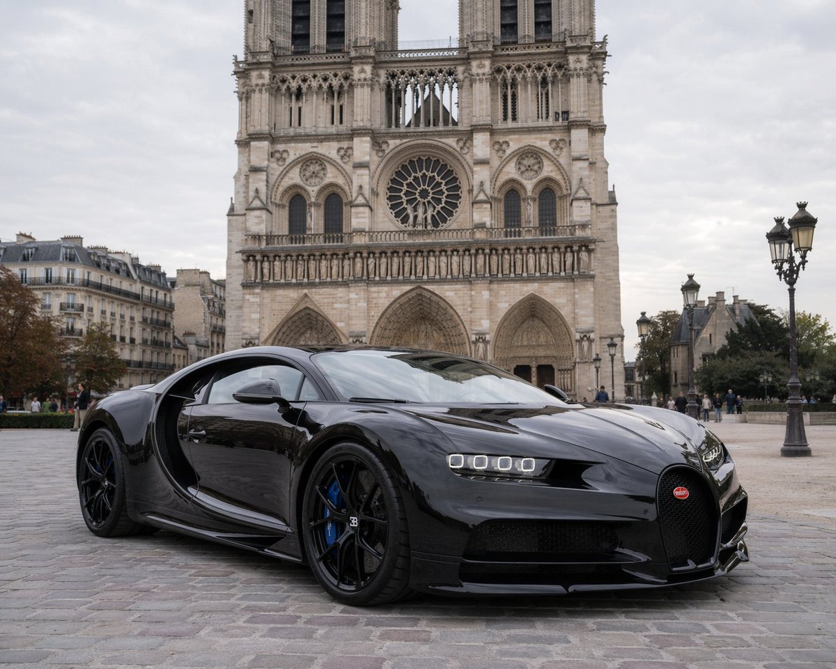 Hypercar Parked Before a Historic Landmark AI image template preview