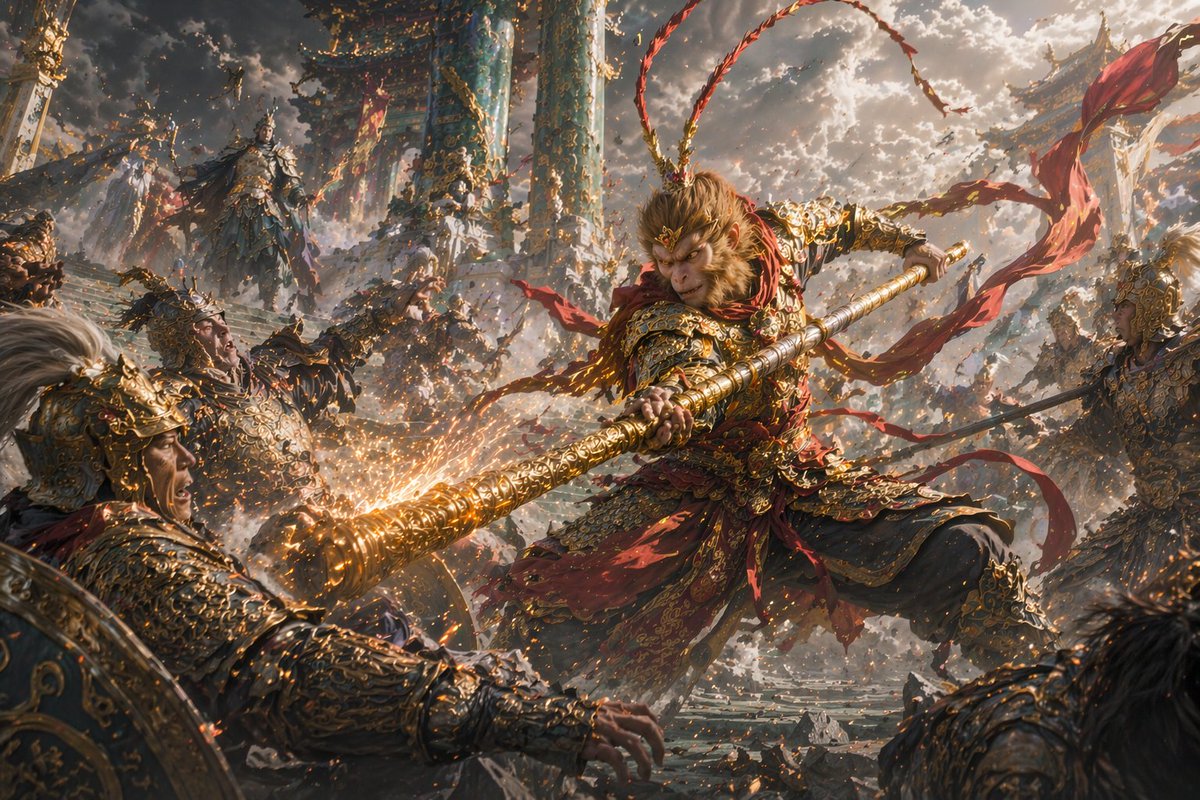 Epic Fantasy Monkey King Battle AI image template preview
