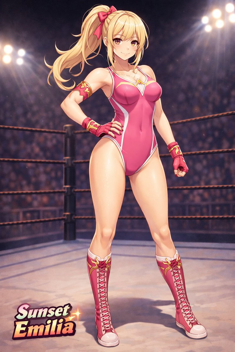 Anime Female Wrestler in Arena AI image template preview