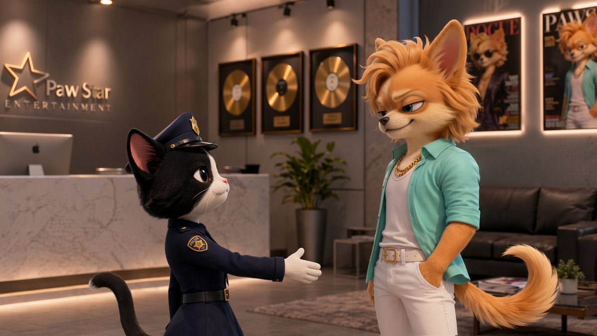 3D Animated Animal Office Encounter AI image template preview