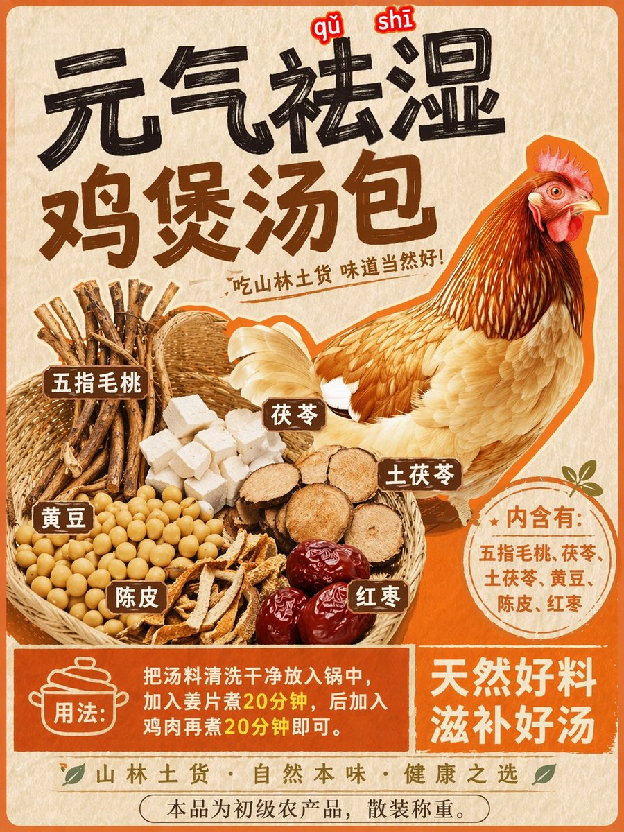 Herbal Chicken Soup Label Transformation AI image template preview