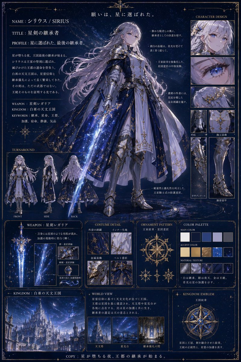Fantasy Knight Concept Art Sheet AI image template preview