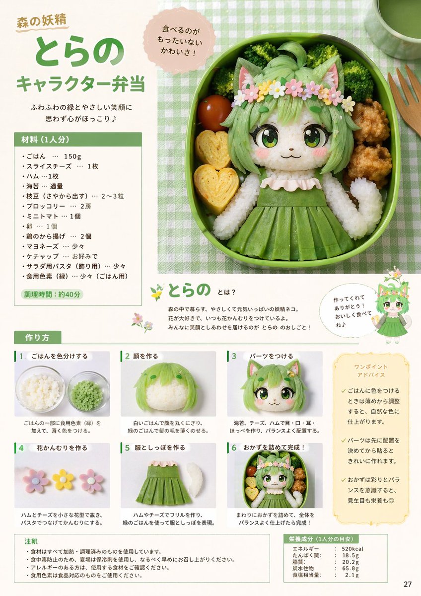 Character Bento Recipe Magazine Page AI image template preview