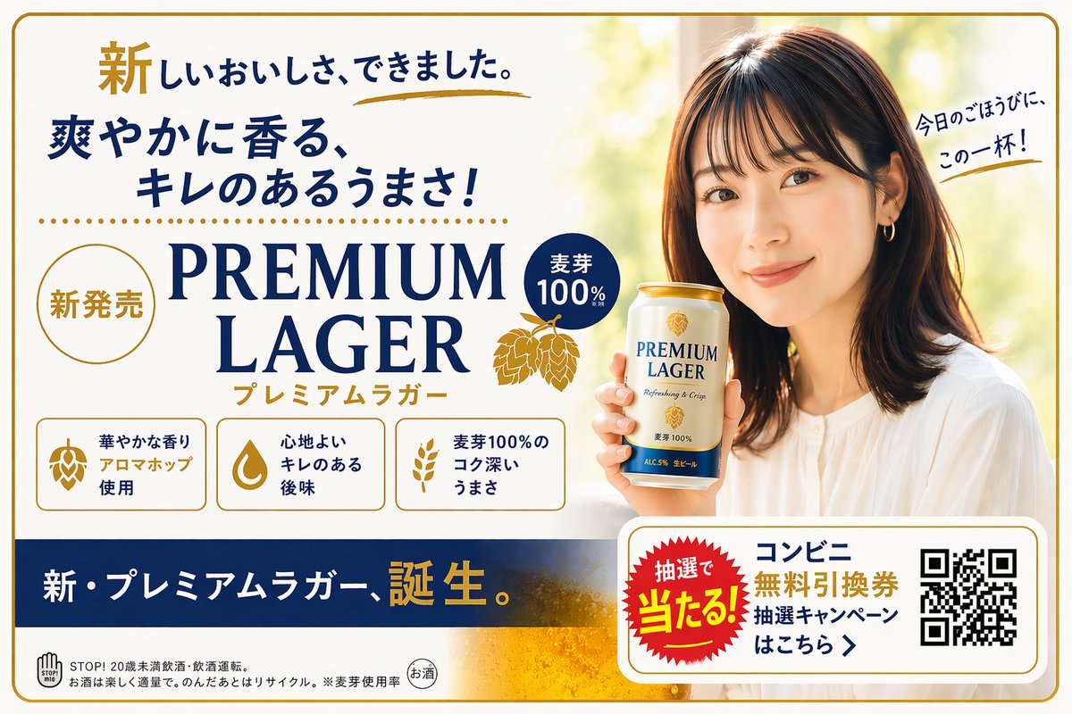 Japanese Beer Advertisement Banner AI image template preview