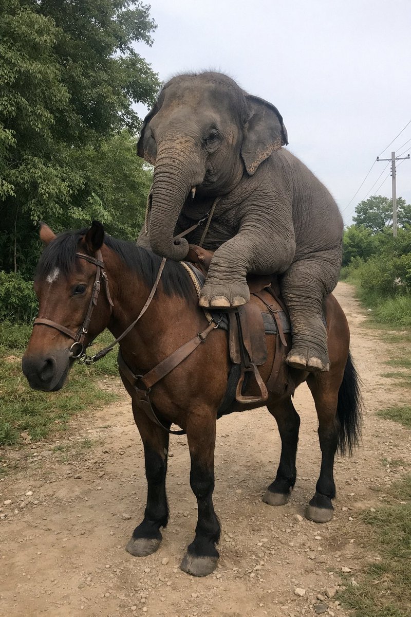 Elephant Riding a Horse AI image template preview