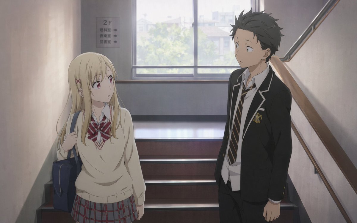 Anime School Stairwell Conversation AI image template preview