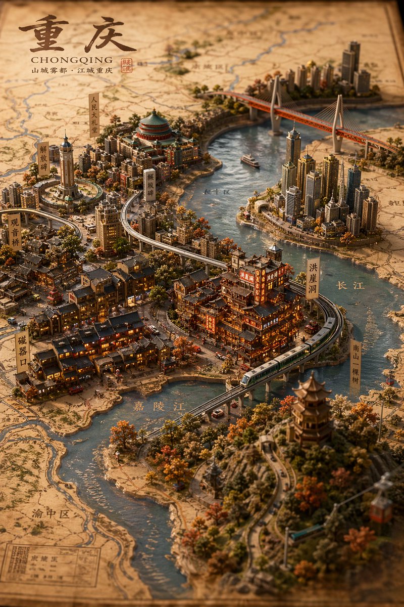 Miniature 3D City Diorama Map AI image template preview