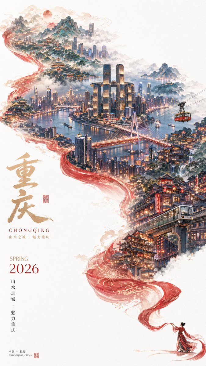 Surreal Cityscape Travel Poster AI image template preview