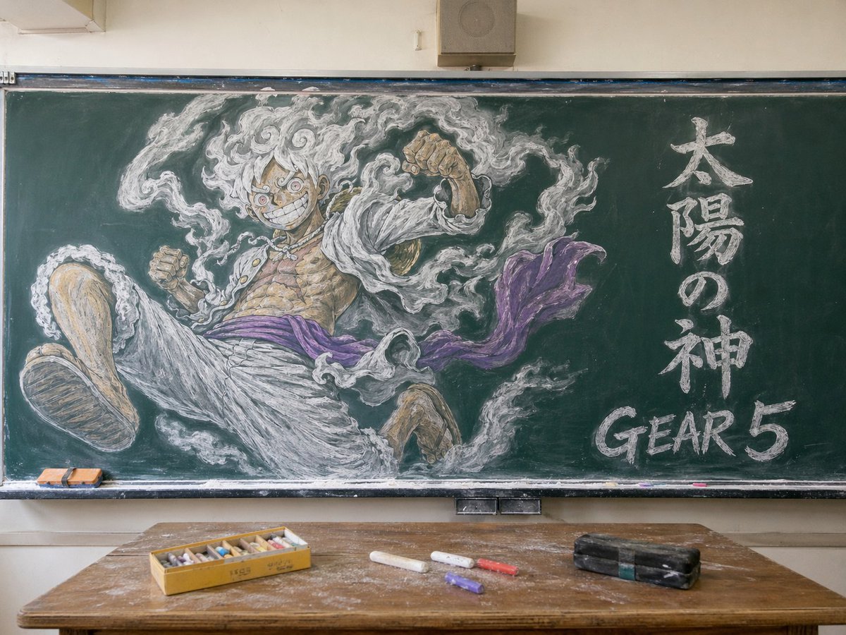 Gear 5 Chalkboard Classroom Mural AI image template preview