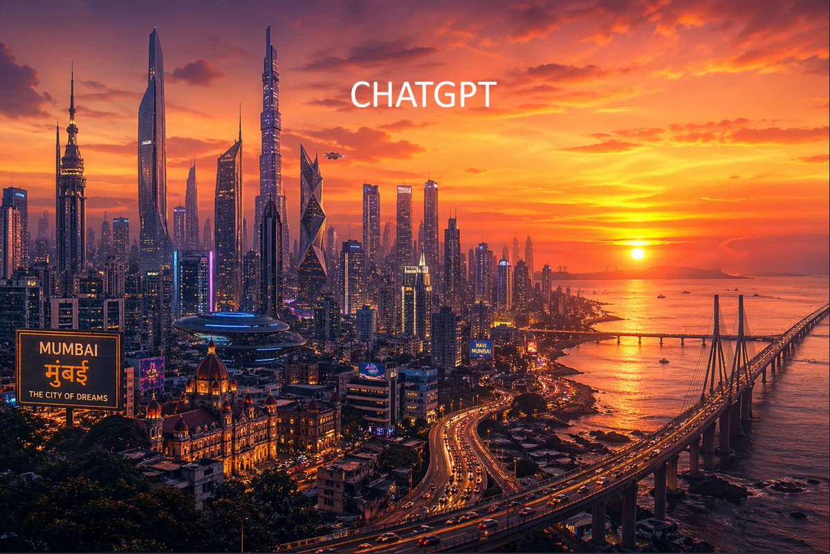 Futuristic Mumbai Sunset Skyline AI image template preview