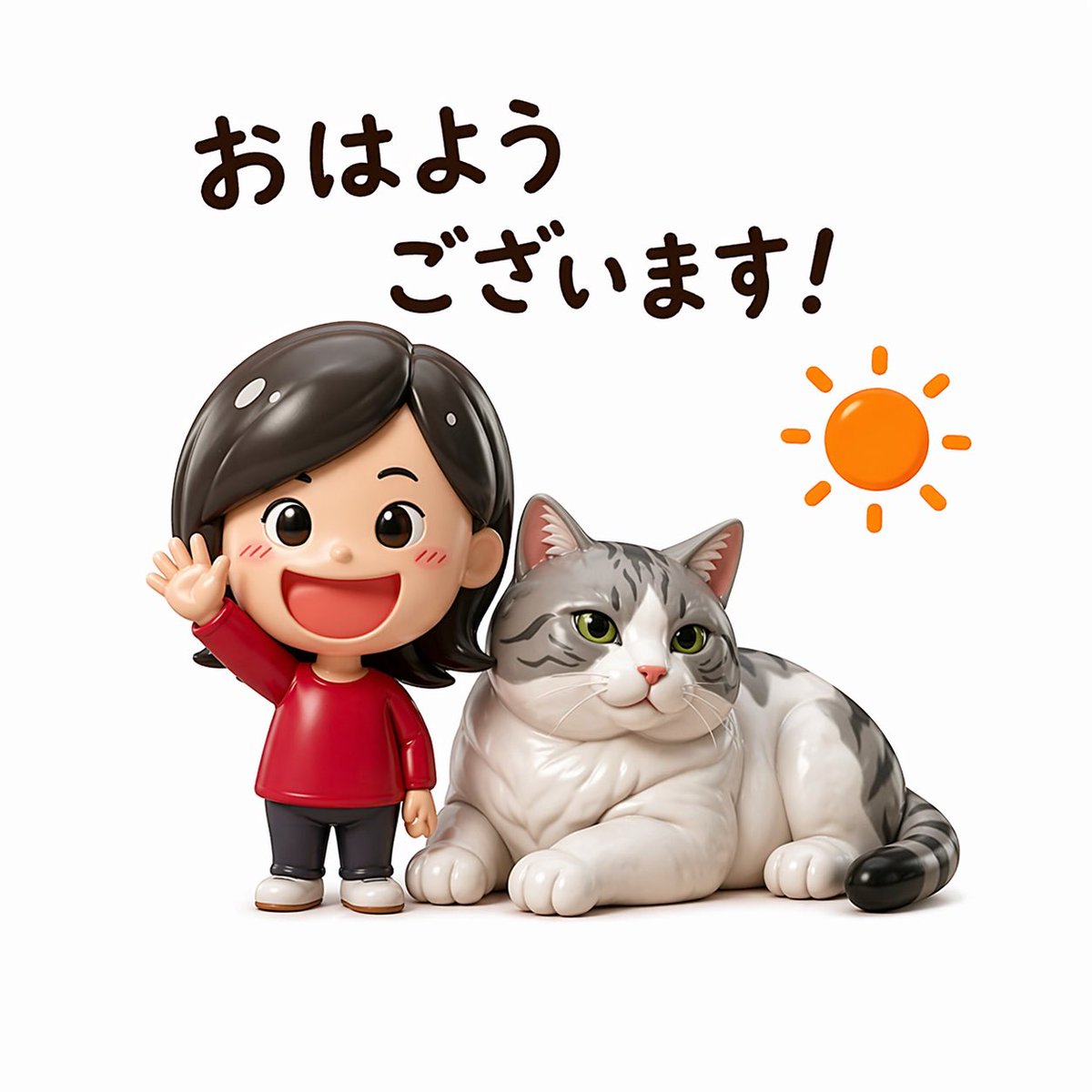 Cute Morning Greeting Figure Sticker AI image template preview