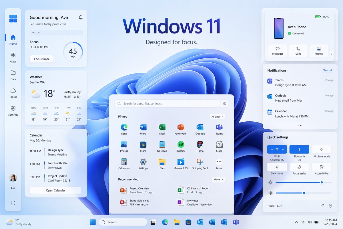 Windows 11 Focus UI Showcase AI image template preview