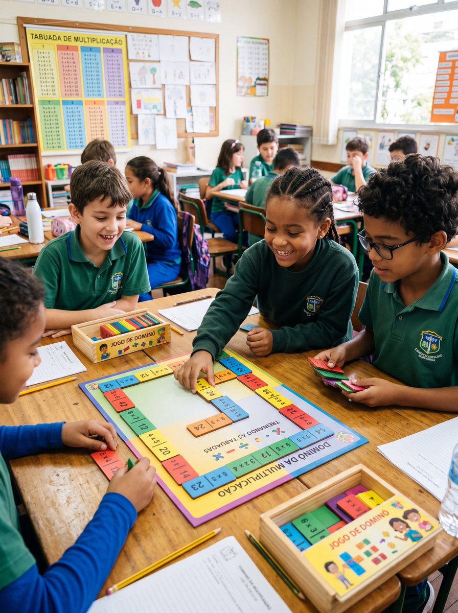 Multiplication Domino Classroom Activity AI image template preview