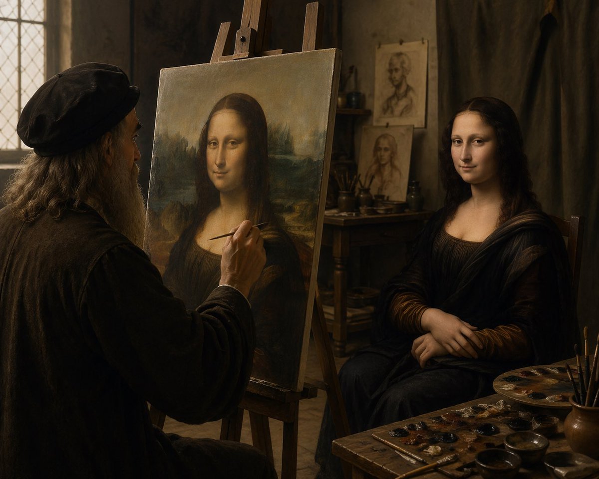 Leonardo Painting the Mona Lisa AI image template preview