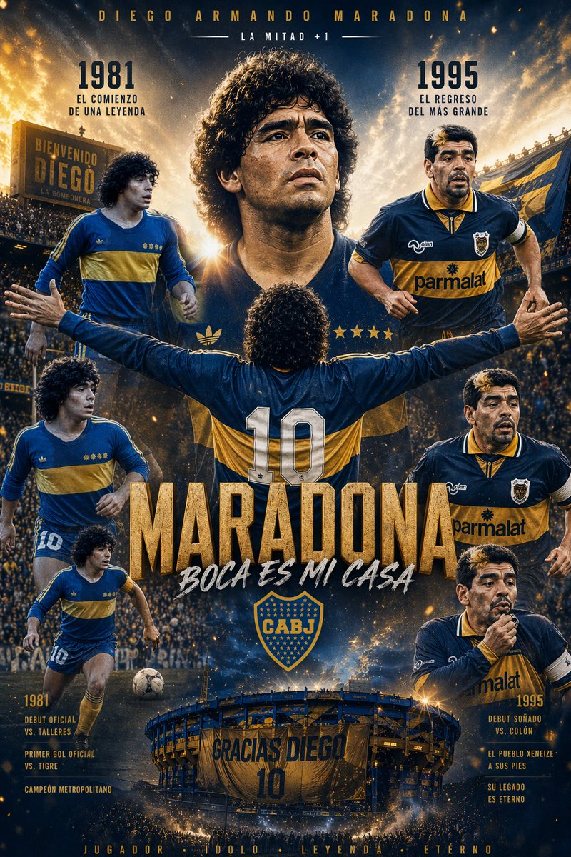Maradona Boca Juniors Infographic Poster AI image template preview