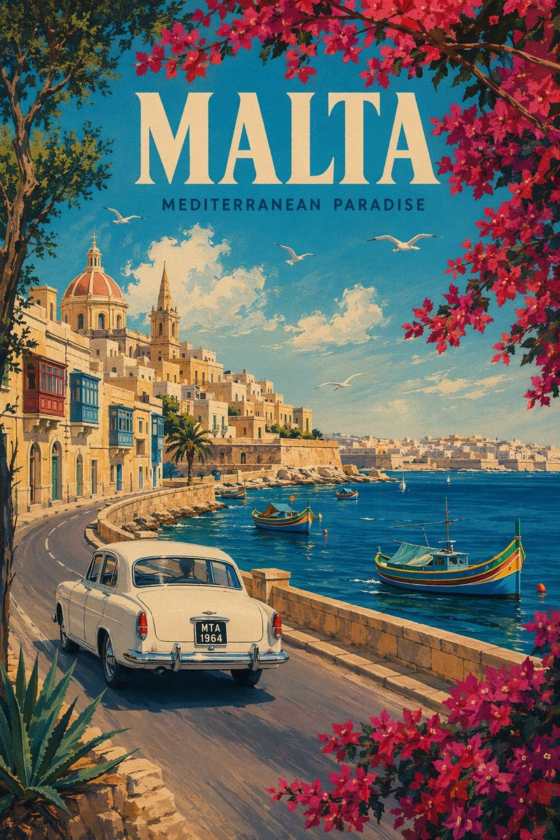 Vintage Malta Travel Poster AI image template preview